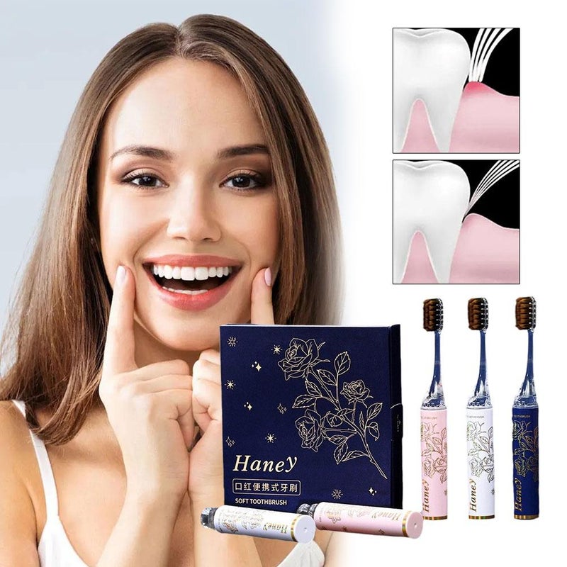 Portable Detachable Split Toothbrush – Lipstick & Star Flower Design, Soft Bristles for Sensitive Teeth, Compact & Lightweight for Business Trips, Camping, Travel (White 1pcs) - Image 2